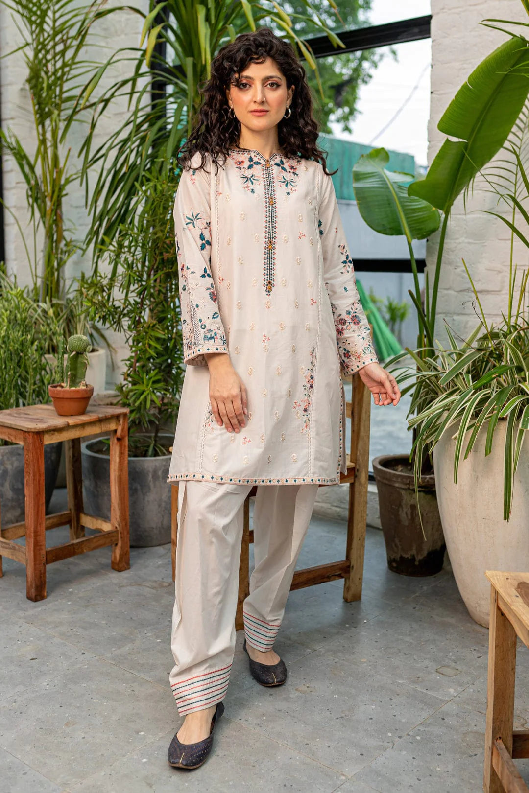 WINTER-  BEST SELLING - CRYSTAL WHITE - 2PC EMBROIDERED SUIT