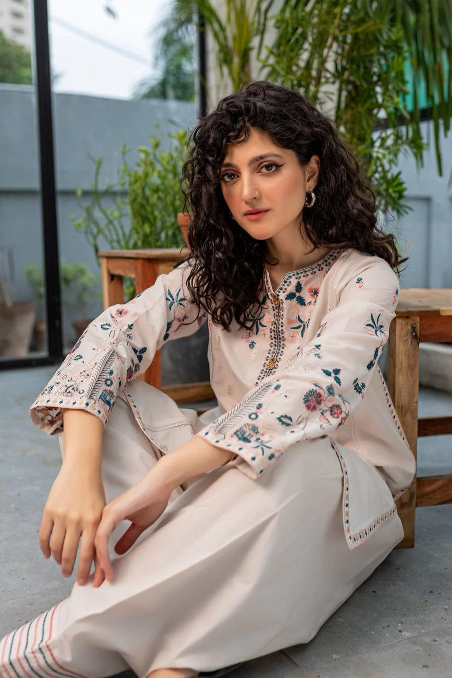 WINTER-  BEST SELLING - CRYSTAL WHITE - 2PC EMBROIDERED SUIT