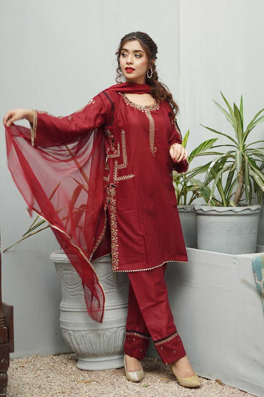 WINTER-  BEST SELLING - 3 PC - EMBROIDERED SUIT