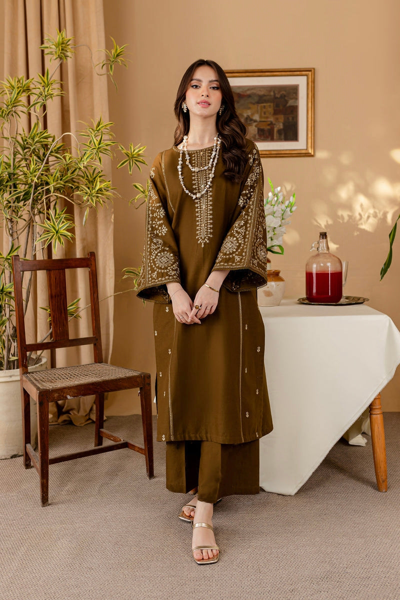 WINTER-  Best Selling - GREEN 2PC EMBROIDERED DRESS