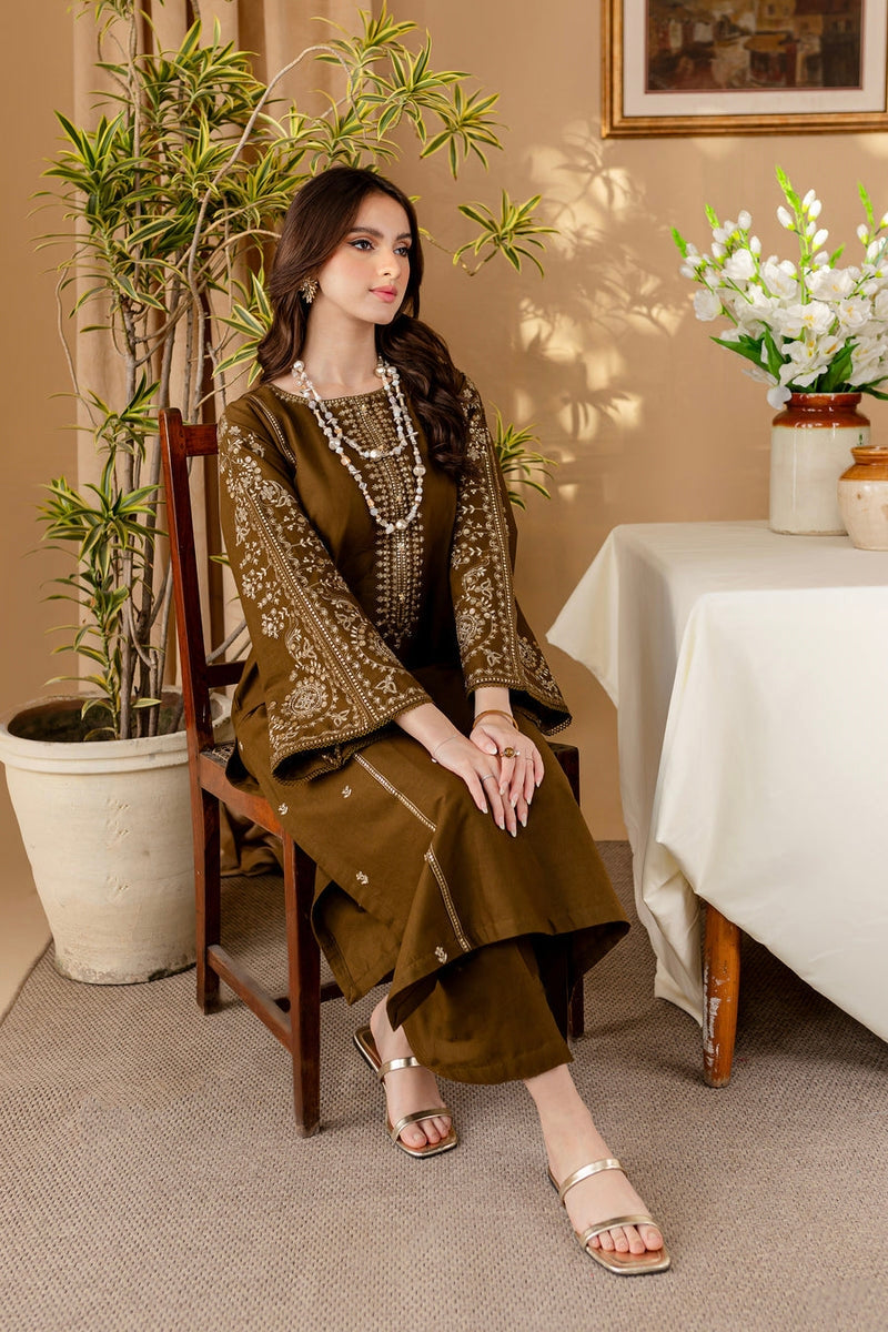 WINTER-  Best Selling - GREEN 2PC EMBROIDERED DRESS