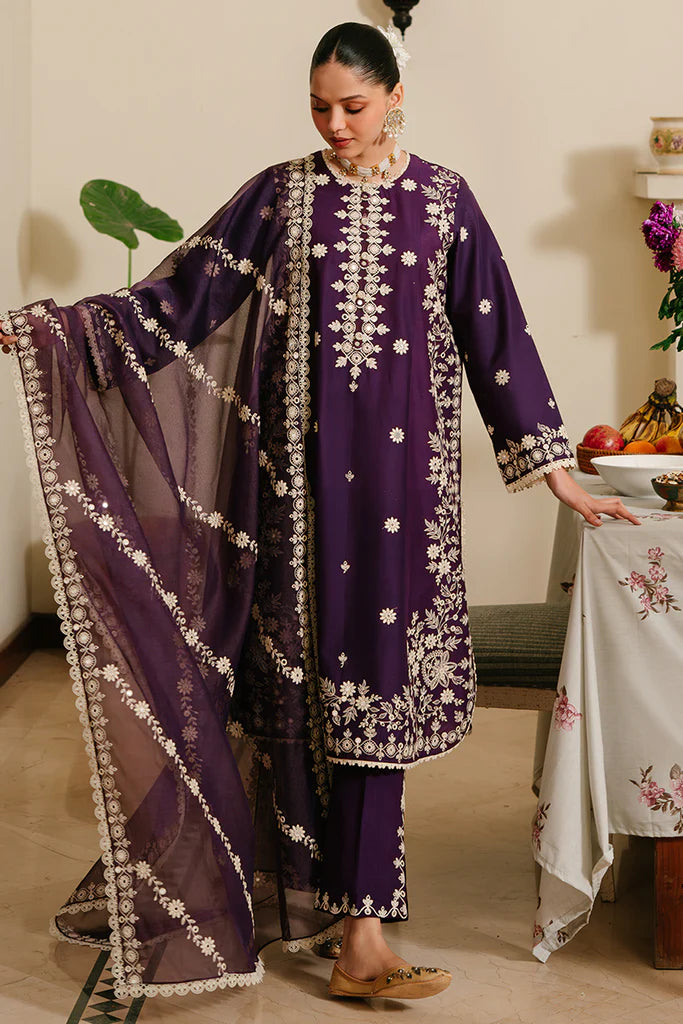 WINTER-  PLUM GRAIN-3 PIECE EMBROIDERED LAWN SUIT