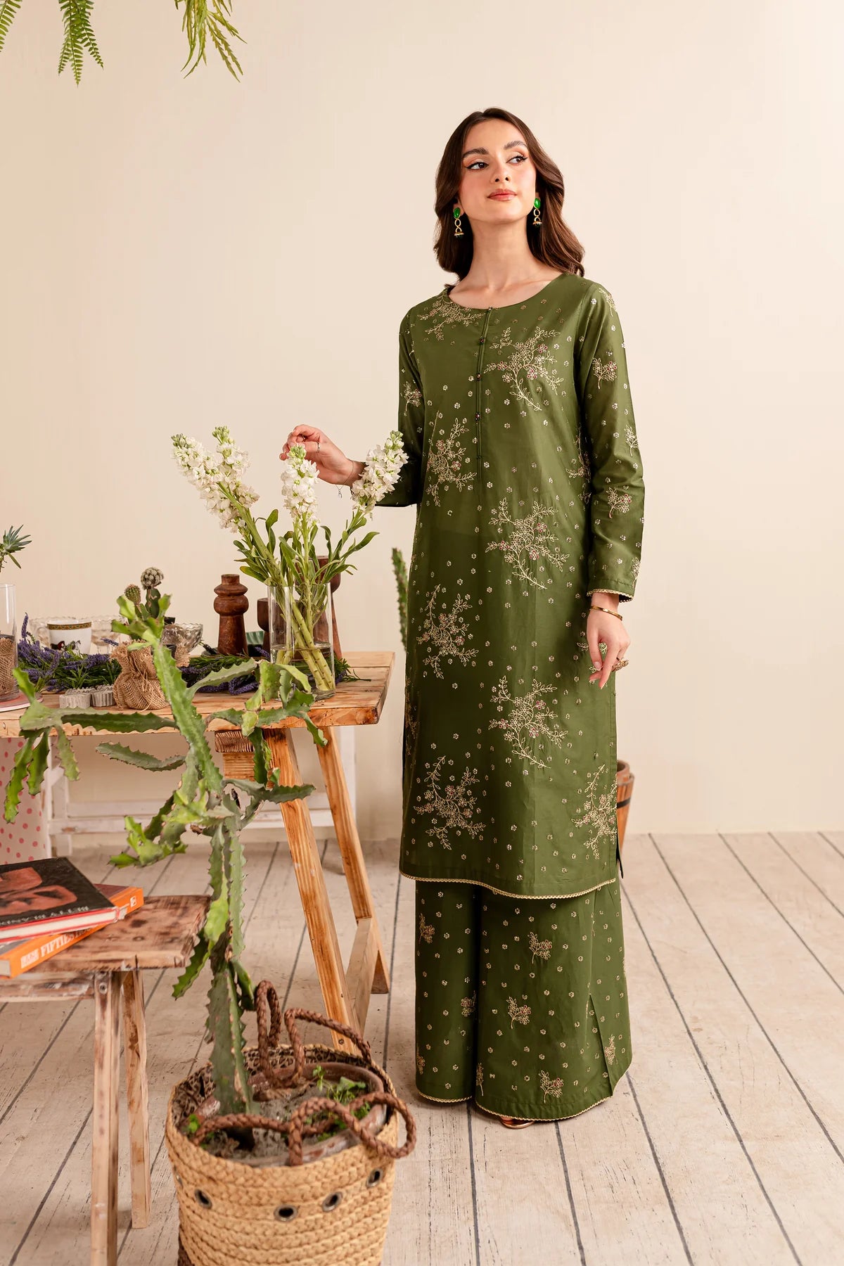 WINTER-  BERTHA 2PC - EMBROIDERED COTTON DRESS