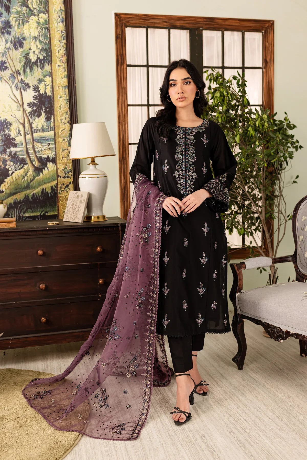 WINTER-  Best Selling - Black Eve 3Pc Embroidered Cotton Suit