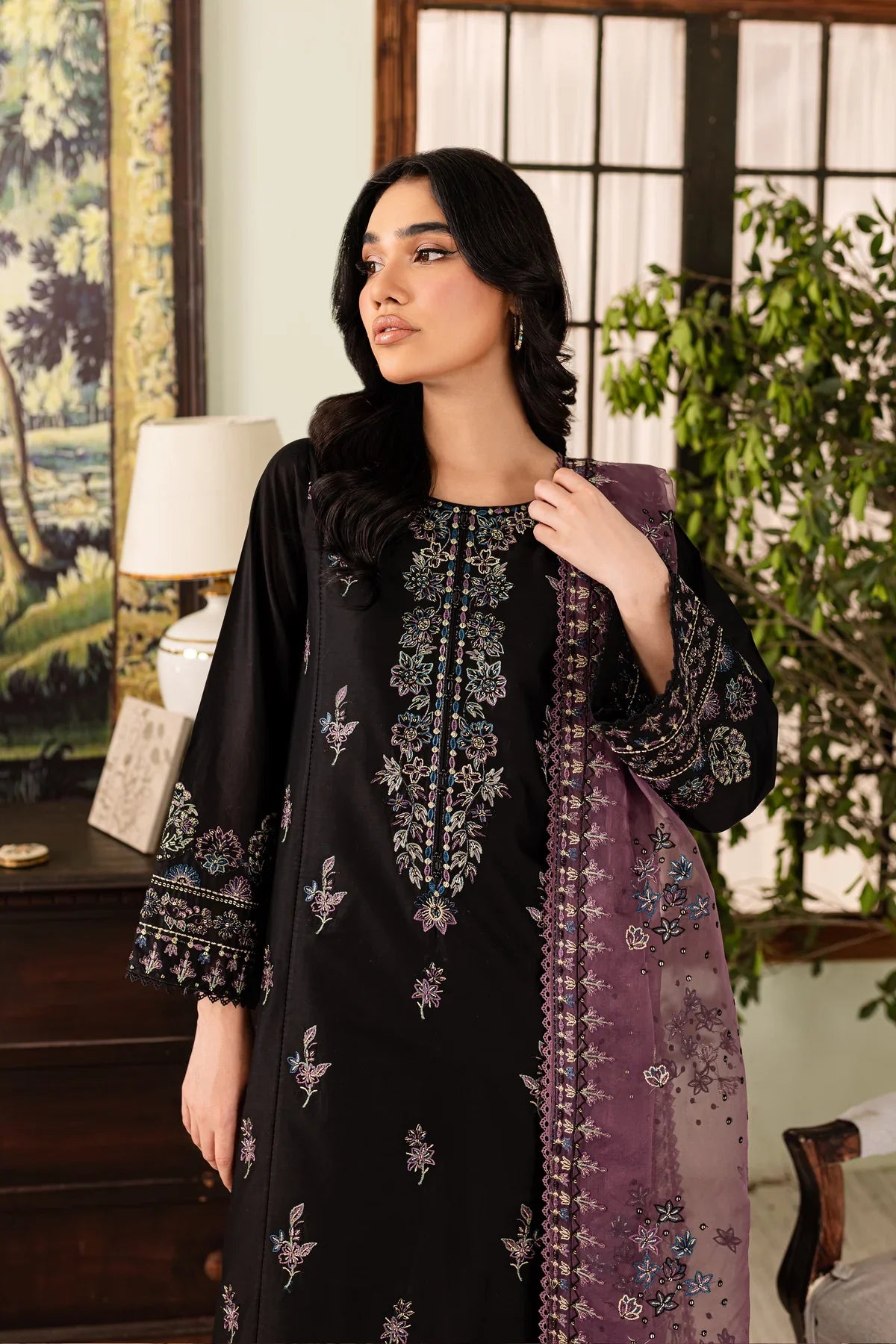 WINTER-  Best Selling - Black Eve 3Pc Embroidered Cotton Suit