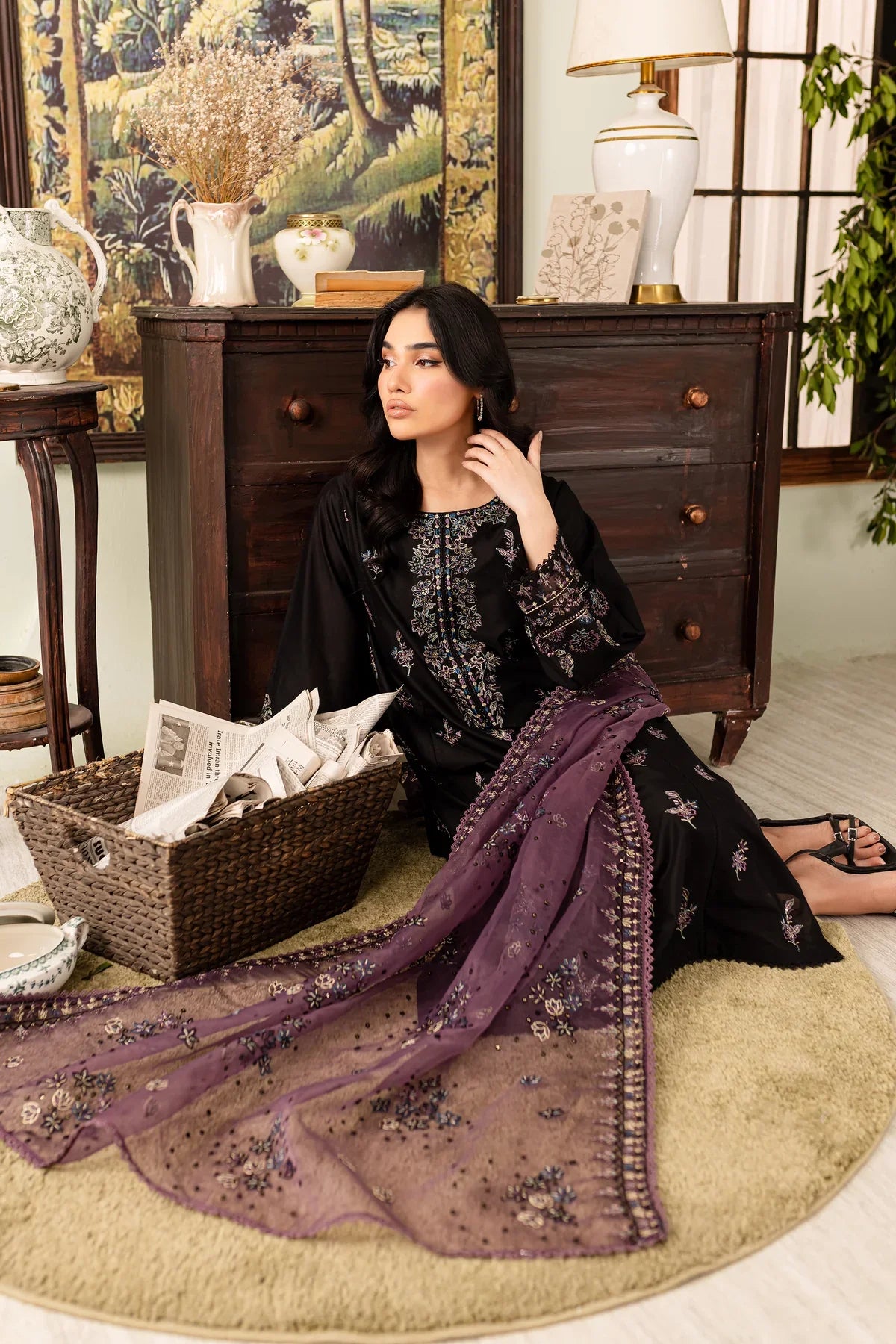 WINTER-  Best Selling - Black Eve 3Pc Embroidered Cotton Suit