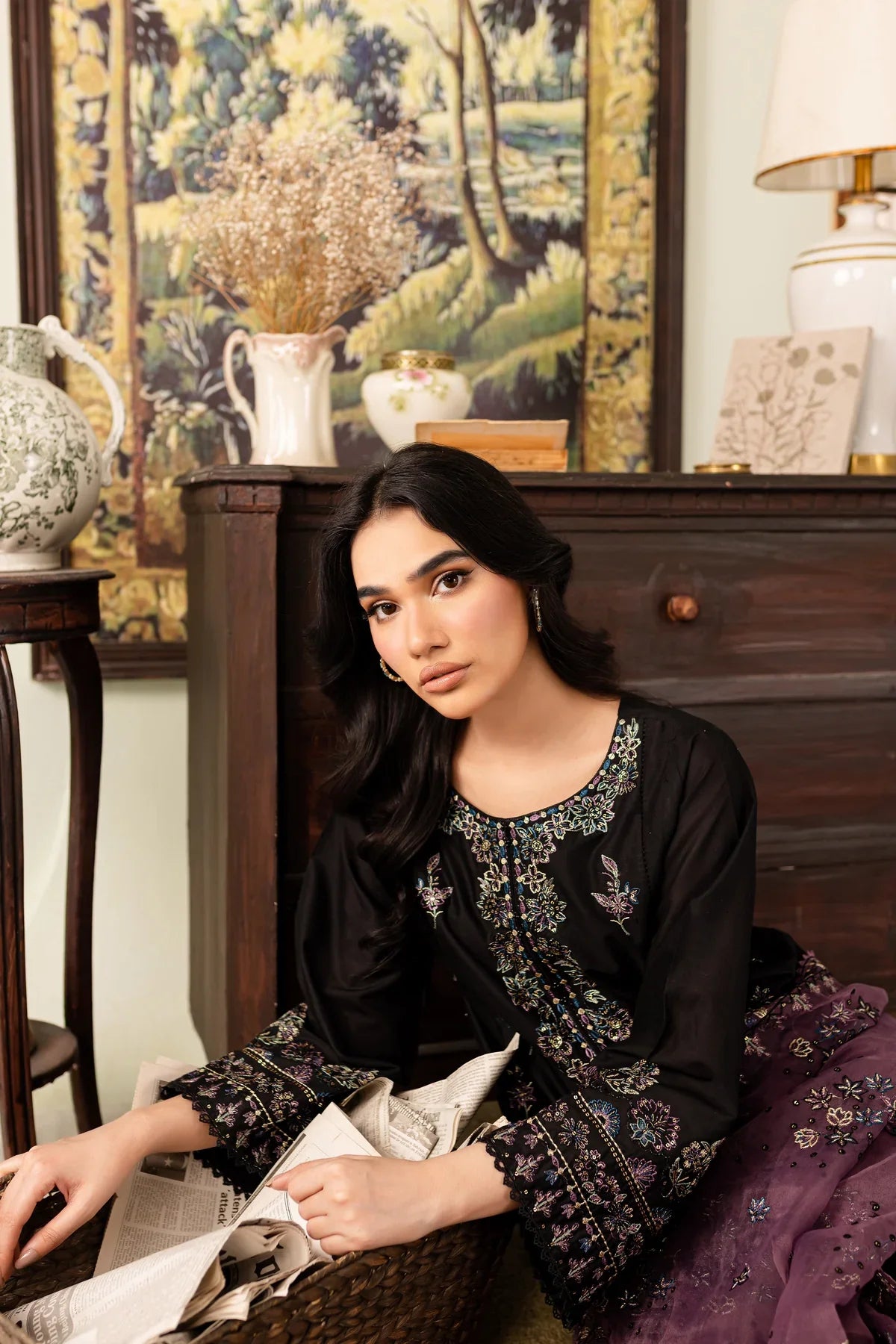 WINTER-  Best Selling - Black Eve 3Pc Embroidered Cotton Suit