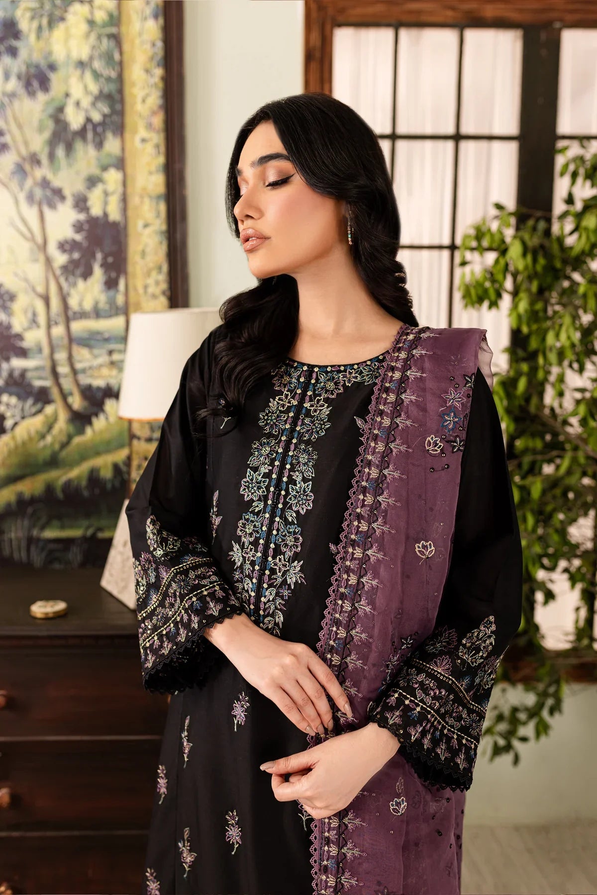 WINTER-  Best Selling - Black Eve 3Pc Embroidered Cotton Suit