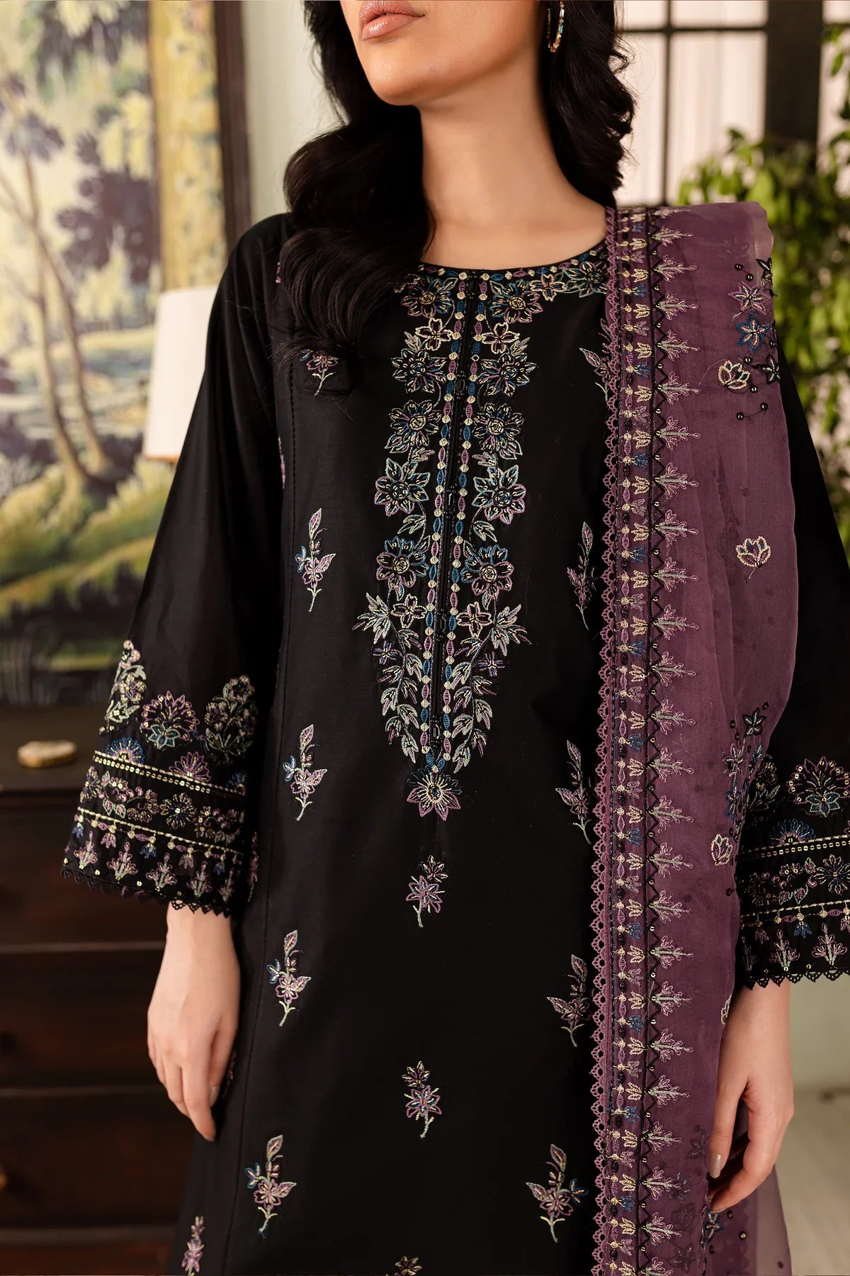 WINTER-  Best Selling - Black Eve 3Pc Embroidered Cotton Suit