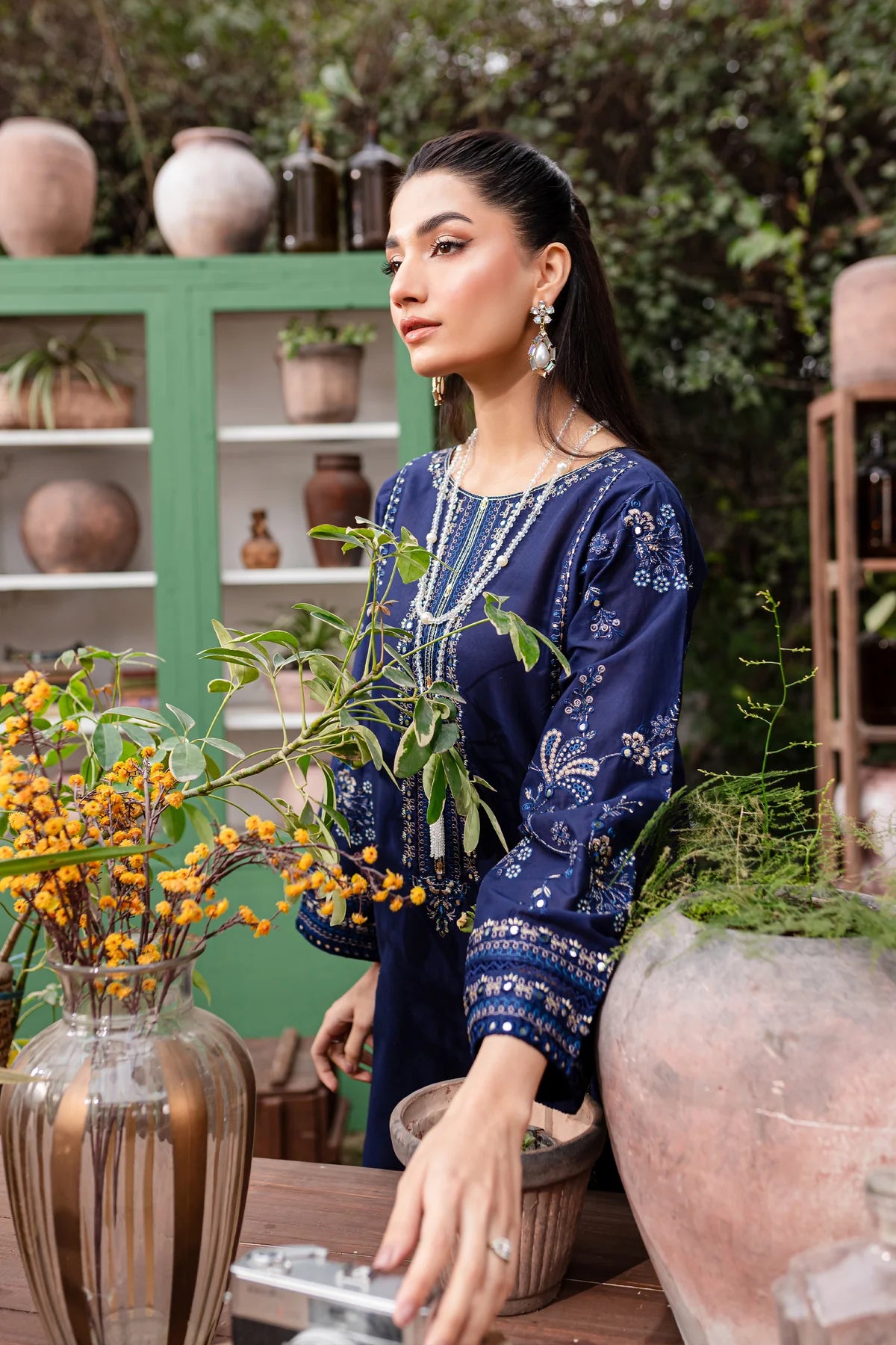 WINTER-  BEST SELLING - BLUE JEWEL 2PC EMBROIDERED DRESS