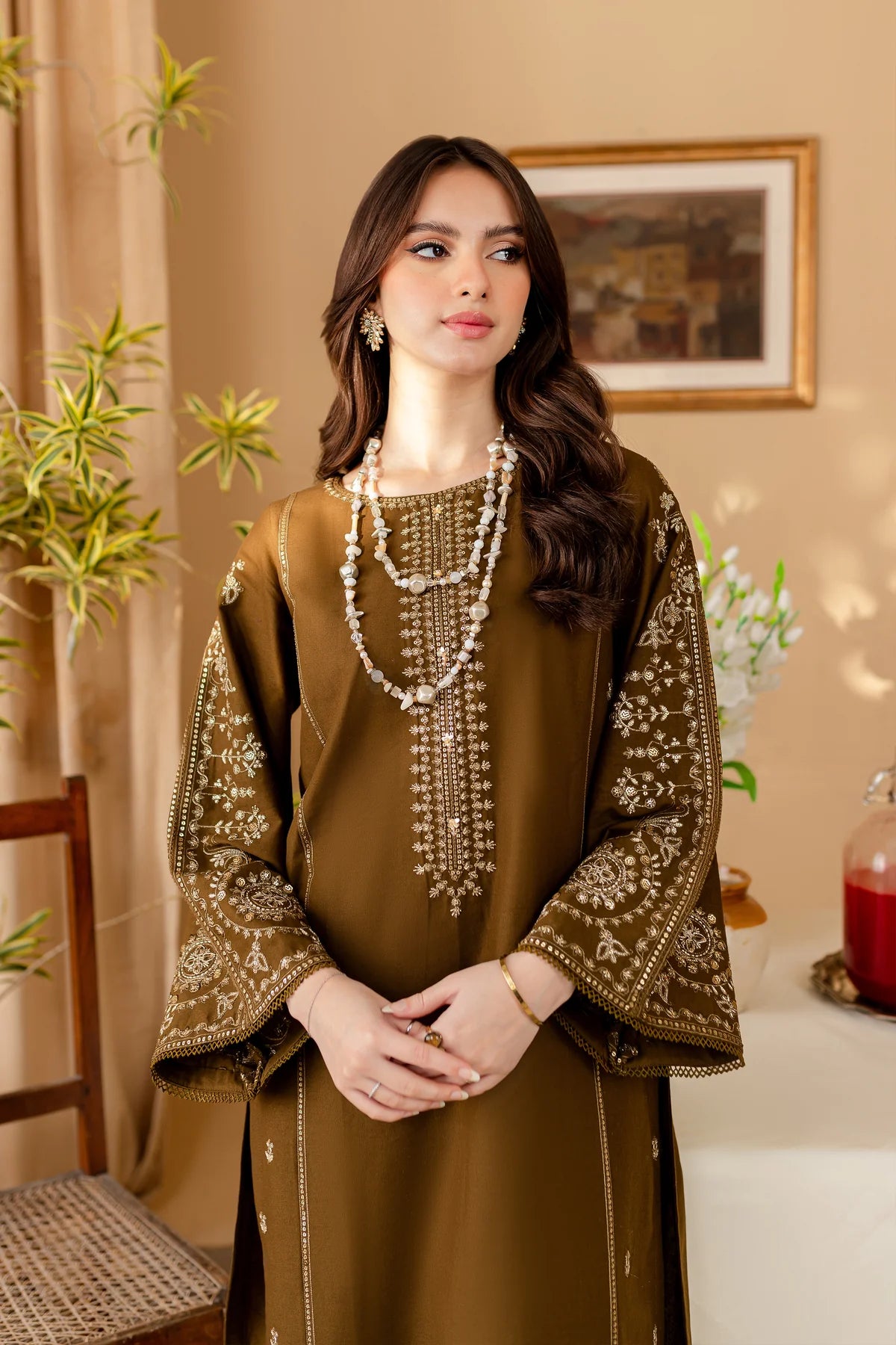 WINTER-  Best Selling - GREEN 2PC EMBROIDERED DRESS