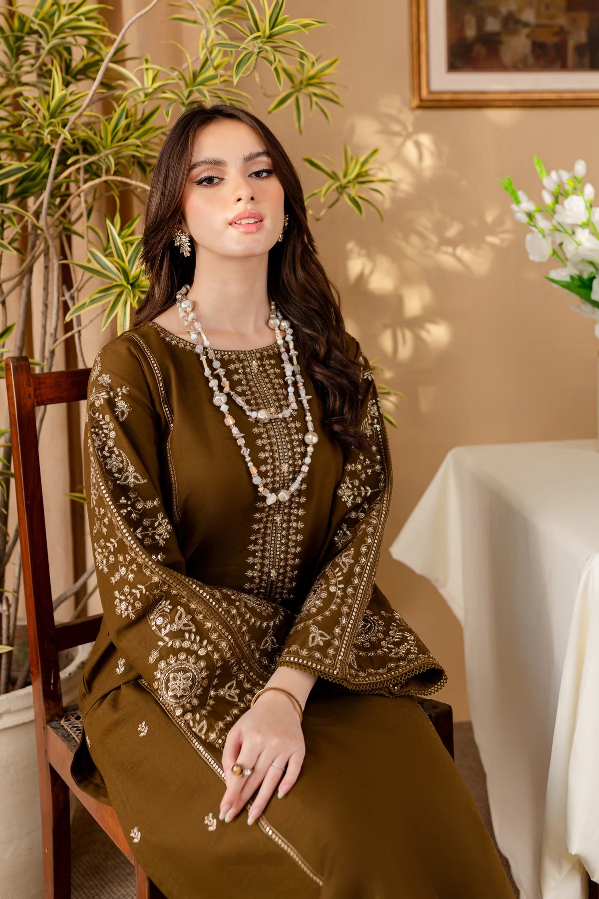 WINTER-  Best Selling - GREEN 2PC EMBROIDERED DRESS