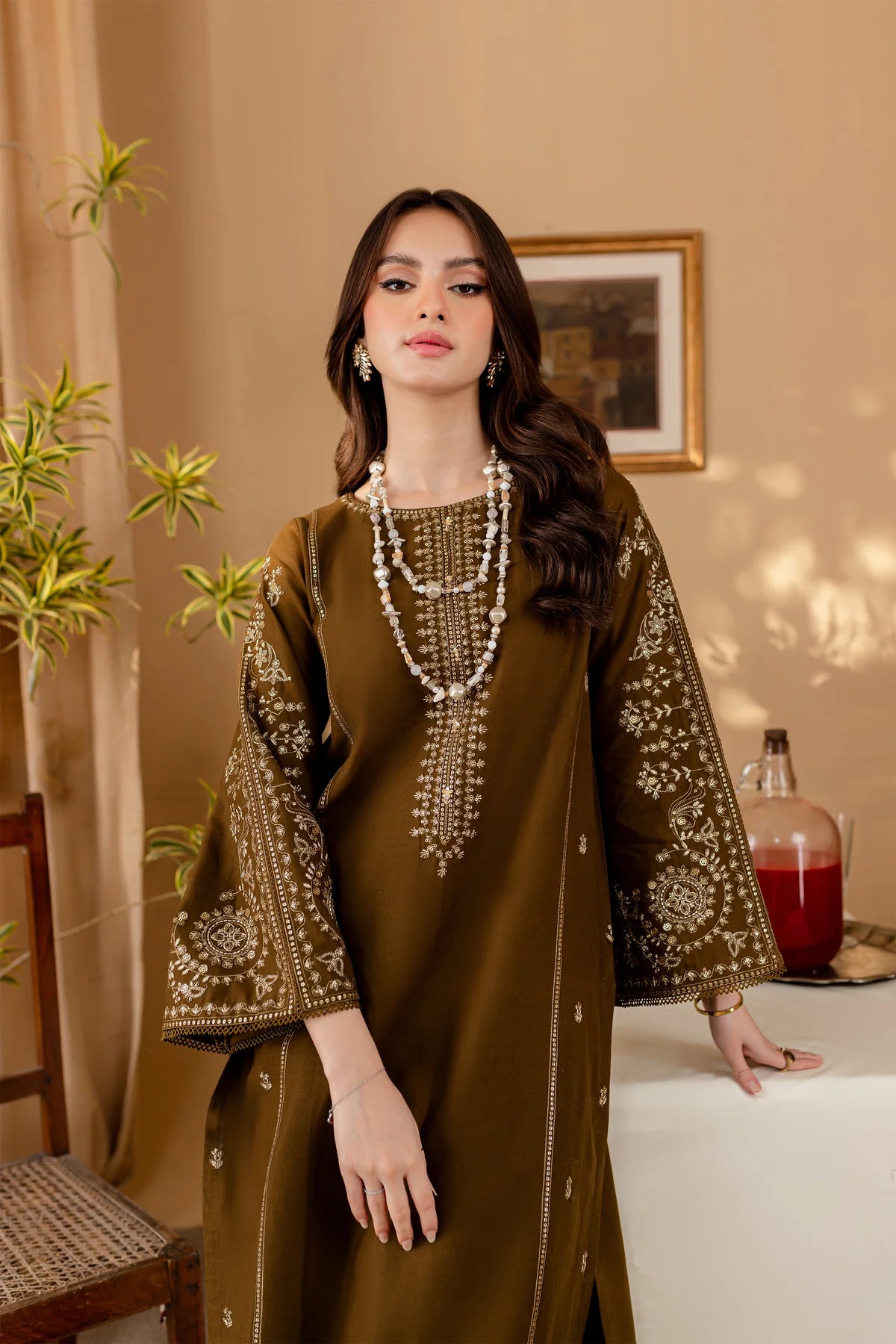 WINTER-  Best Selling - GREEN 2PC EMBROIDERED DRESS