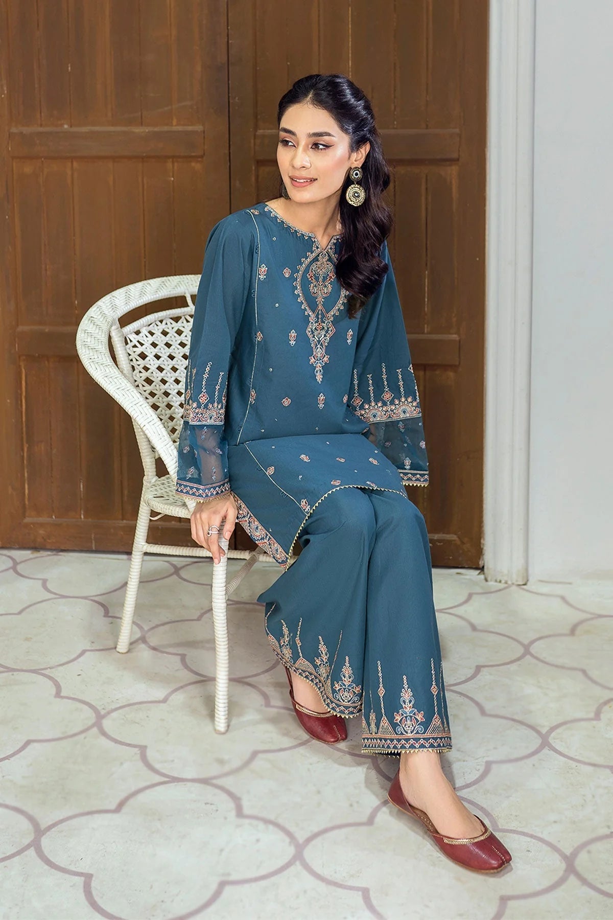 WINTER-  BEST SELLING - HINT OF ZINC - 2PC EMBROIDERED SUIT