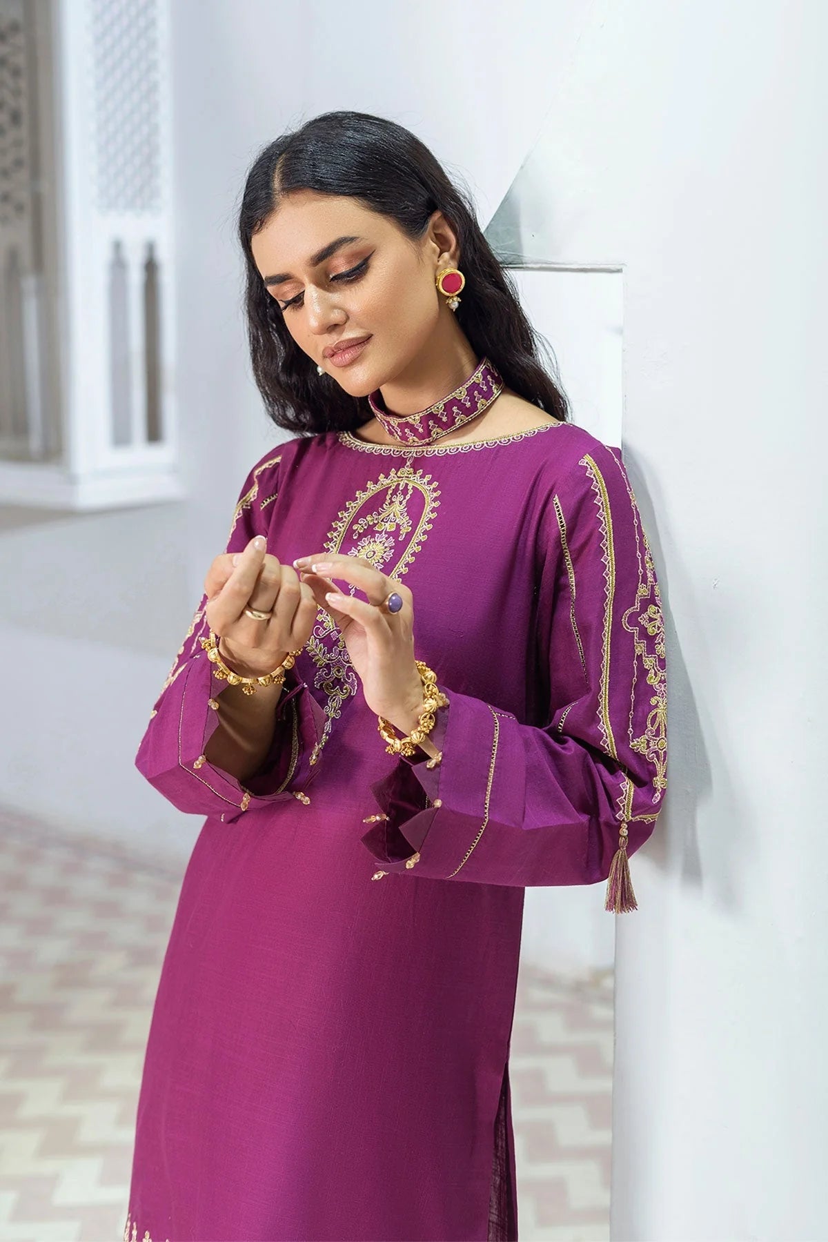 WINTER-  BEST SELLING - PINK - 2PC EMBROIDERED SUIT