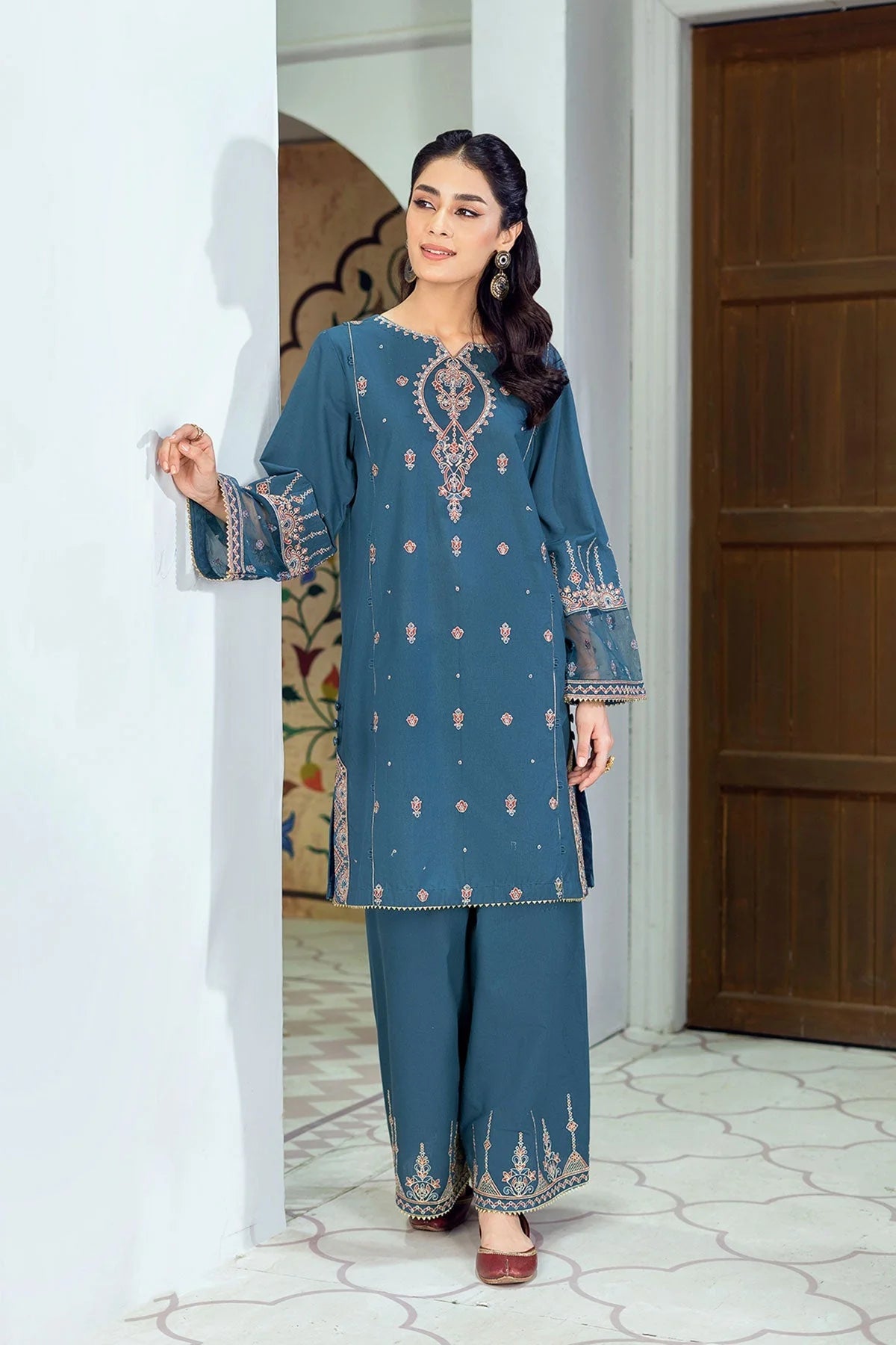 WINTER-  BEST SELLING - HINT OF ZINC - 2PC EMBROIDERED SUIT