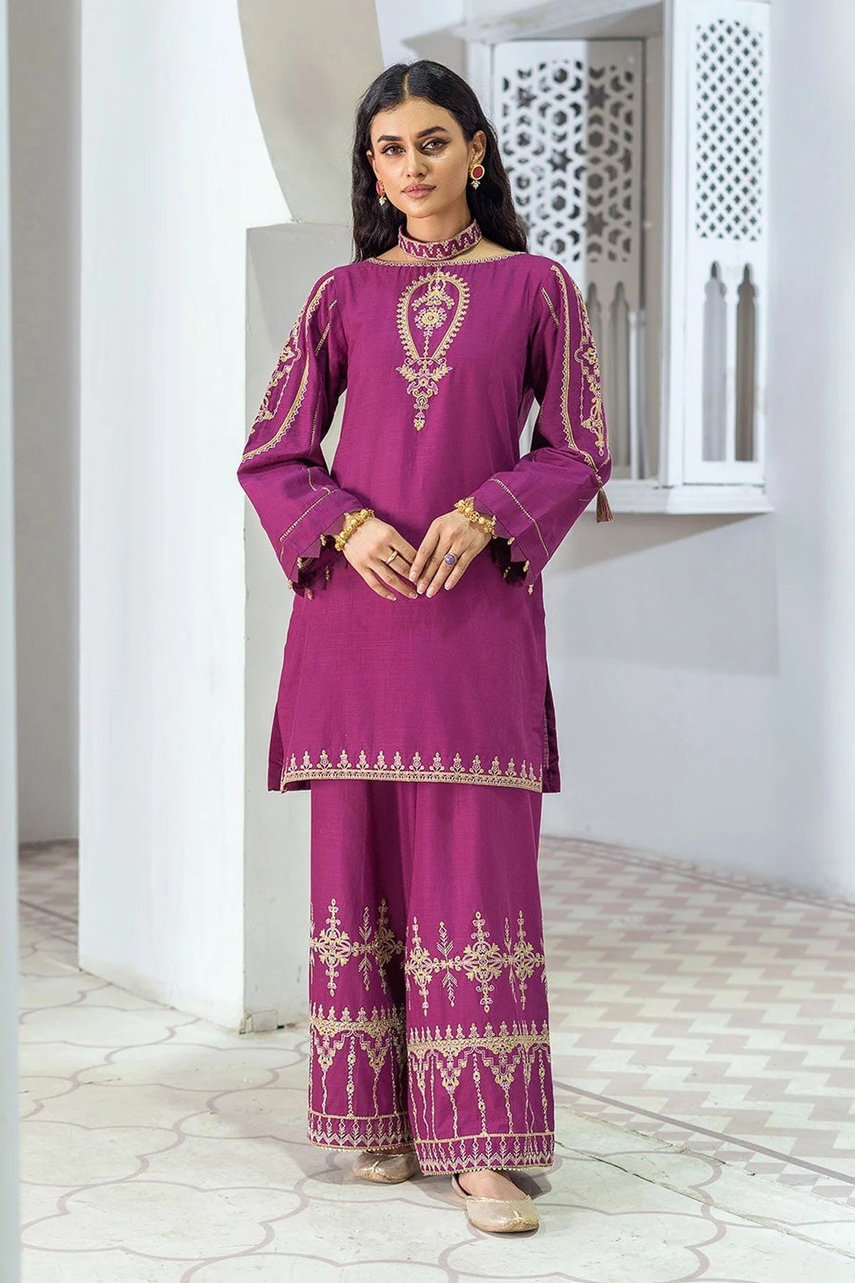 WINTER-  BEST SELLING - PINK - 2PC EMBROIDERED SUIT